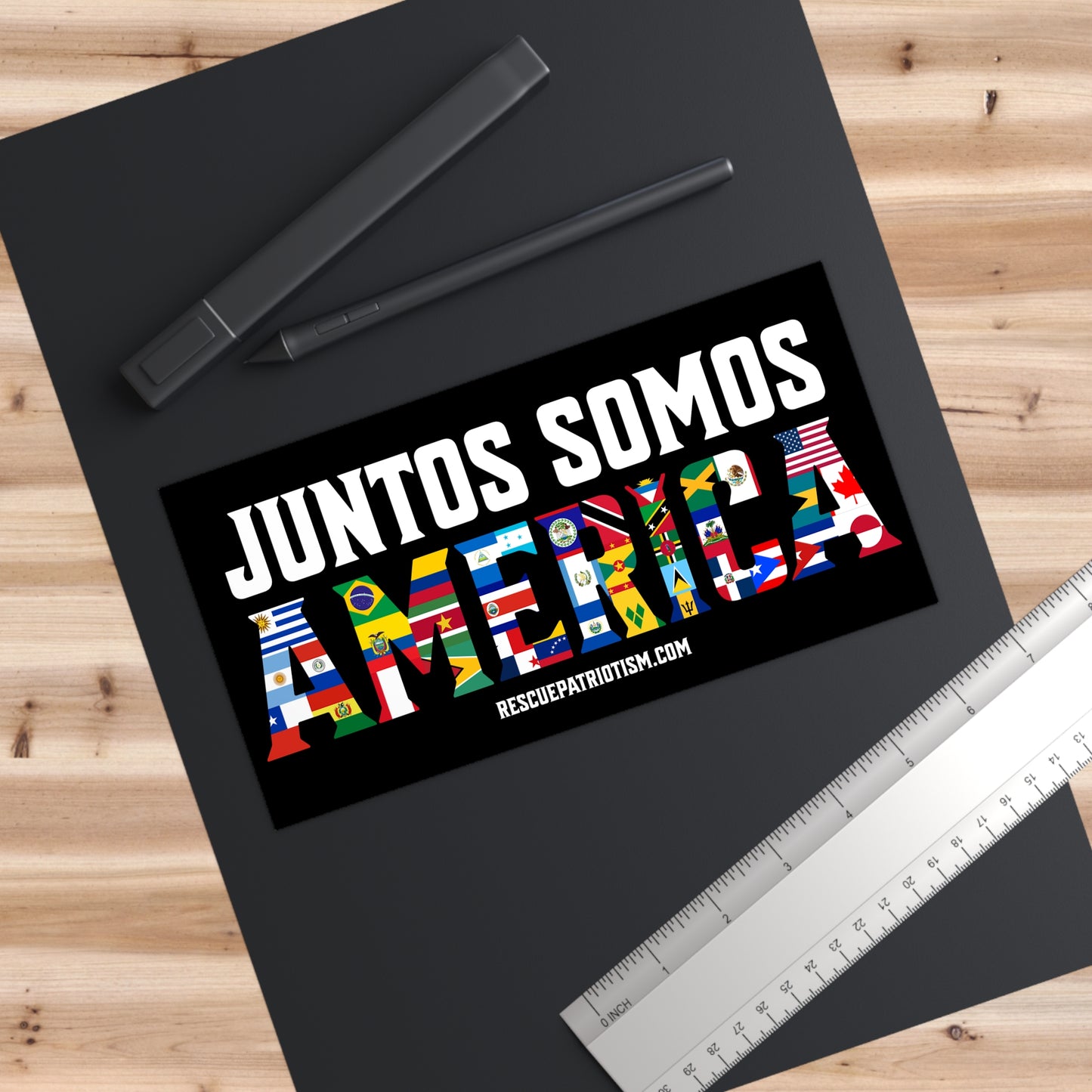"Juntos Somos America" 7.5"x3.75" Bumper Sticker