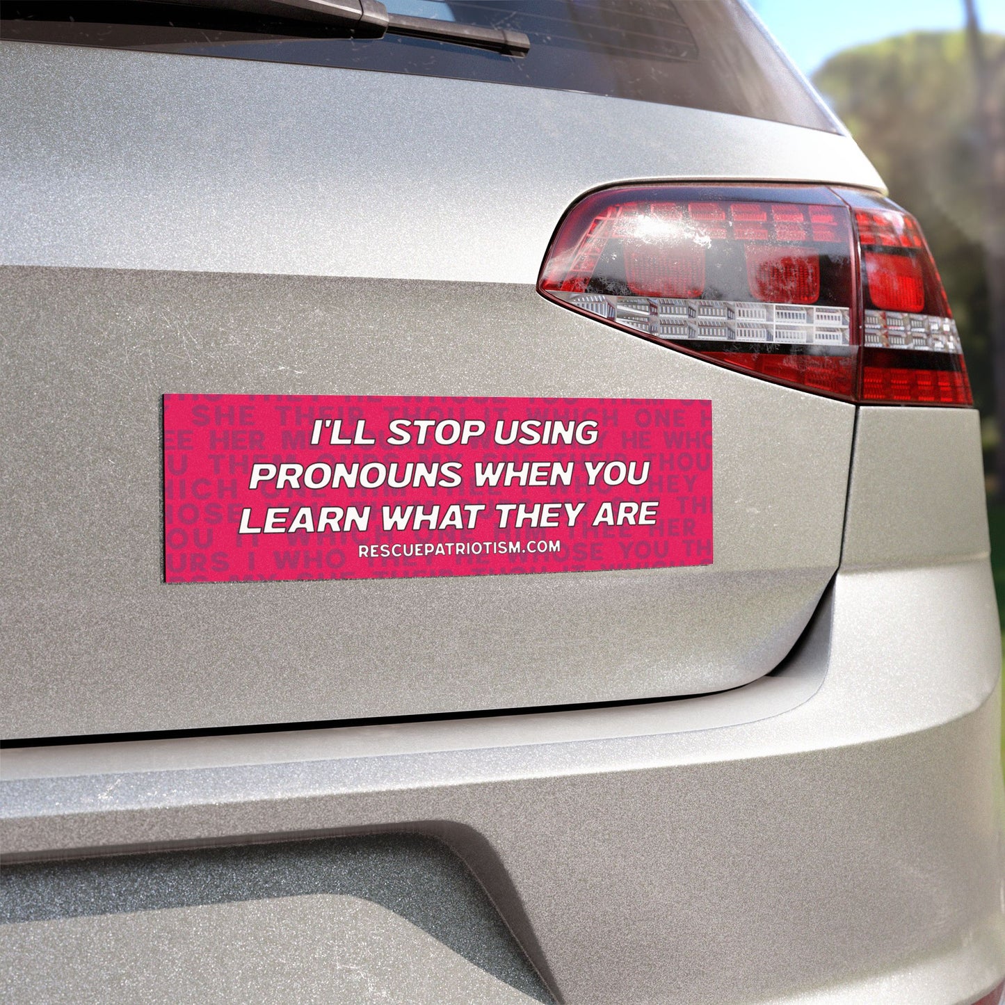 "I'll Stop Using Pronouns When You Learn What They Are" 10"x3" Bumper Magnet