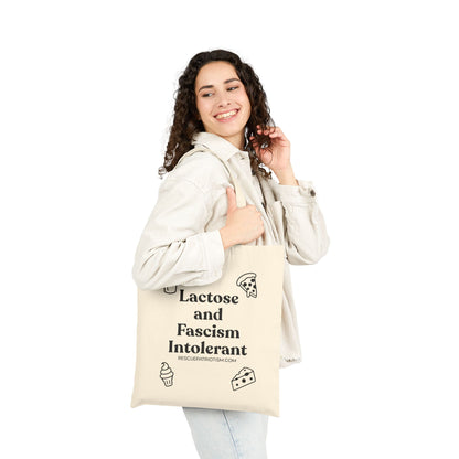 "Lactose and Fascism Intolerant" Cotton Canvas Tote Bag