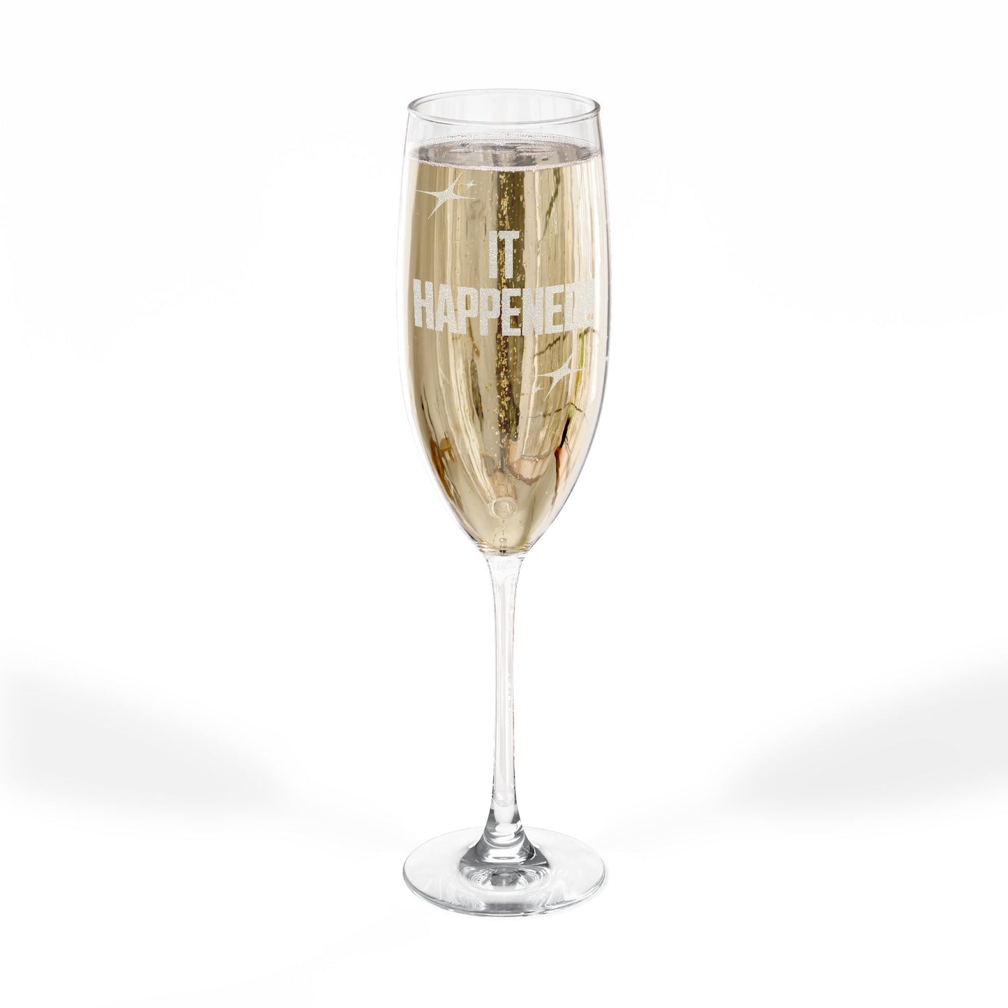 "It Happened!" Engraved Champagne Glass, 8oz (INCLUDES ONE GLASS ONLY)
