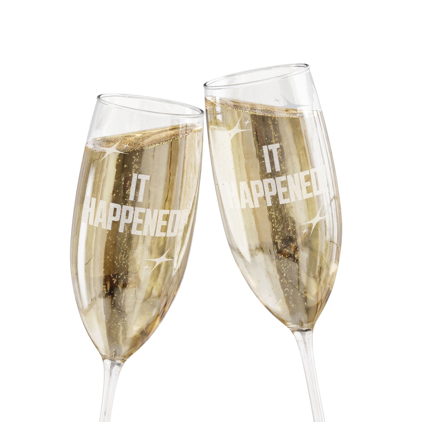 "It Happened!" Engraved Champagne Glass, 8oz (INCLUDES ONE GLASS ONLY)