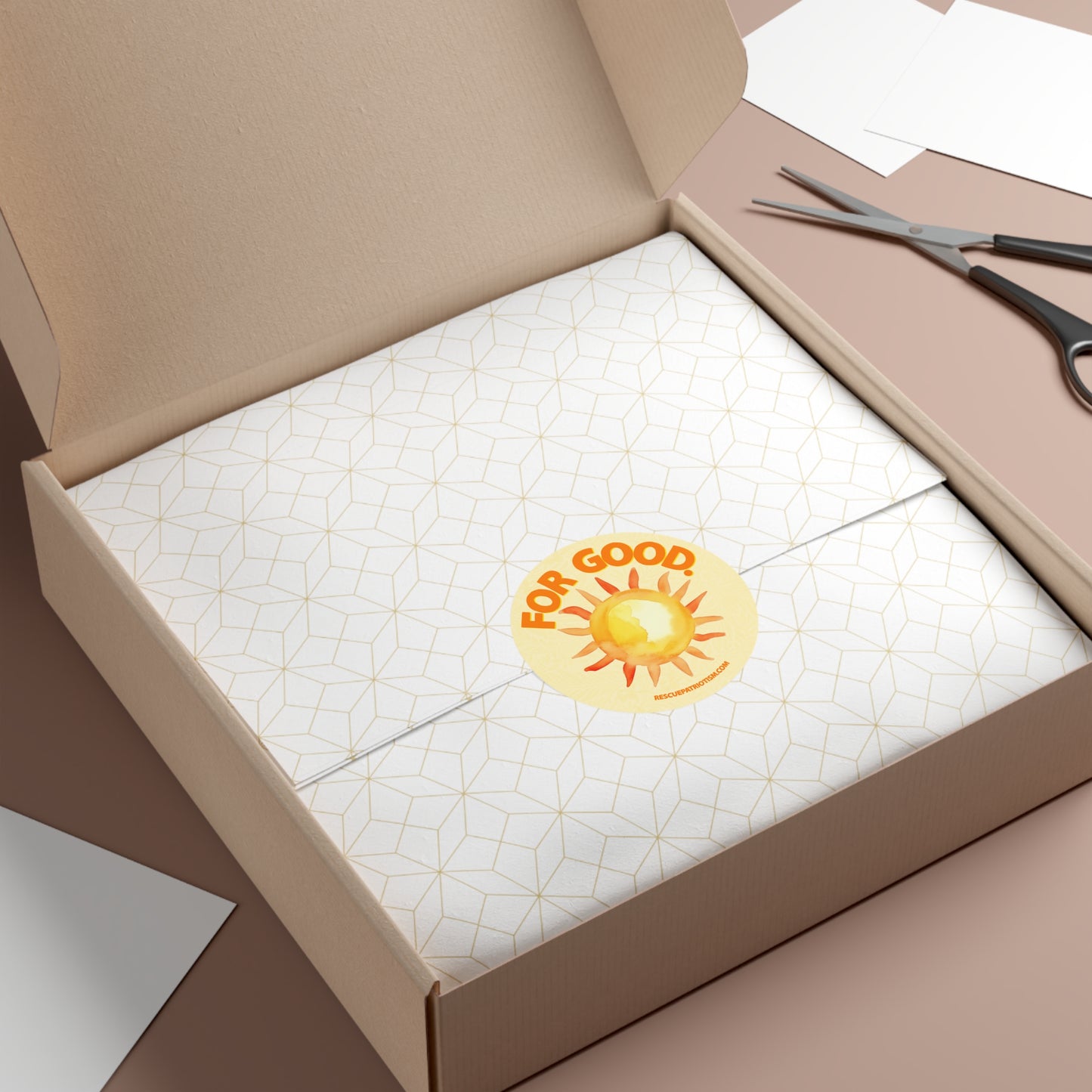 "For Good." 3" or 5" Round Vinyl Stickers