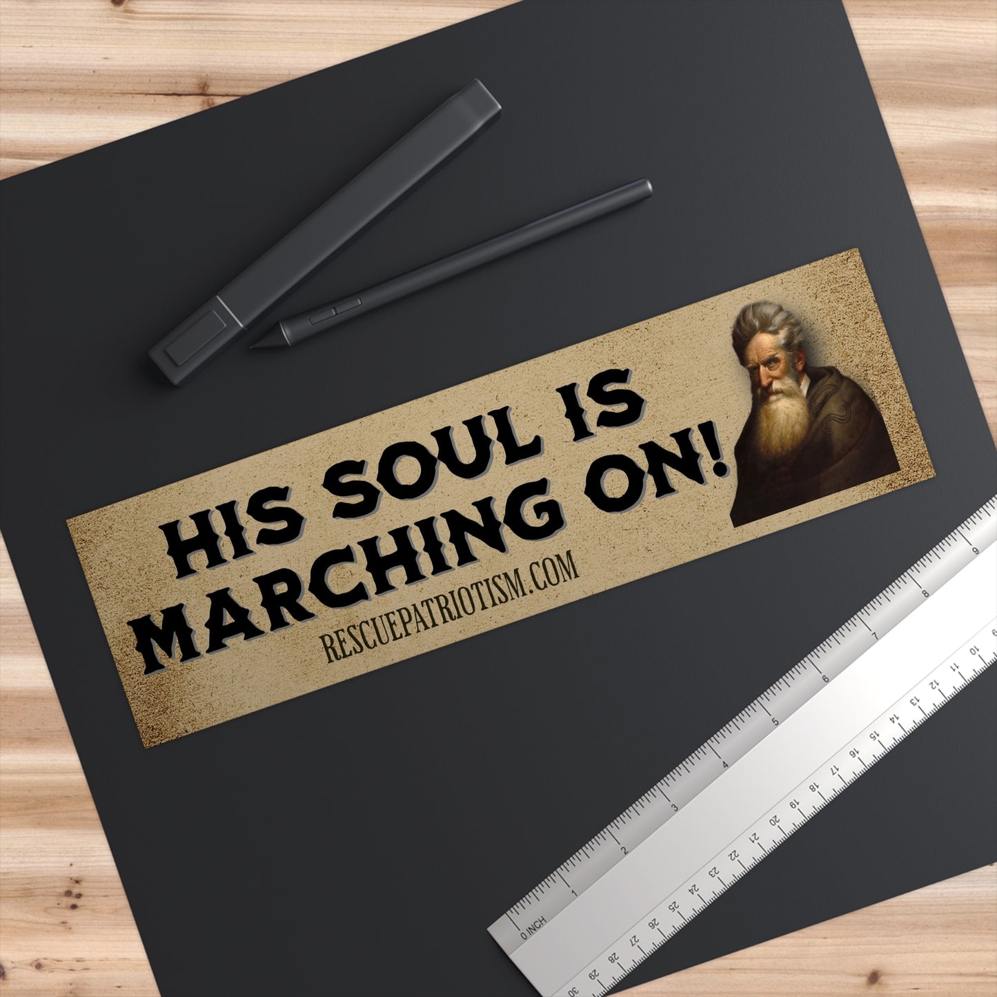 John Brown "His Soul is Marching On" 11"x3" Bumper Sticker