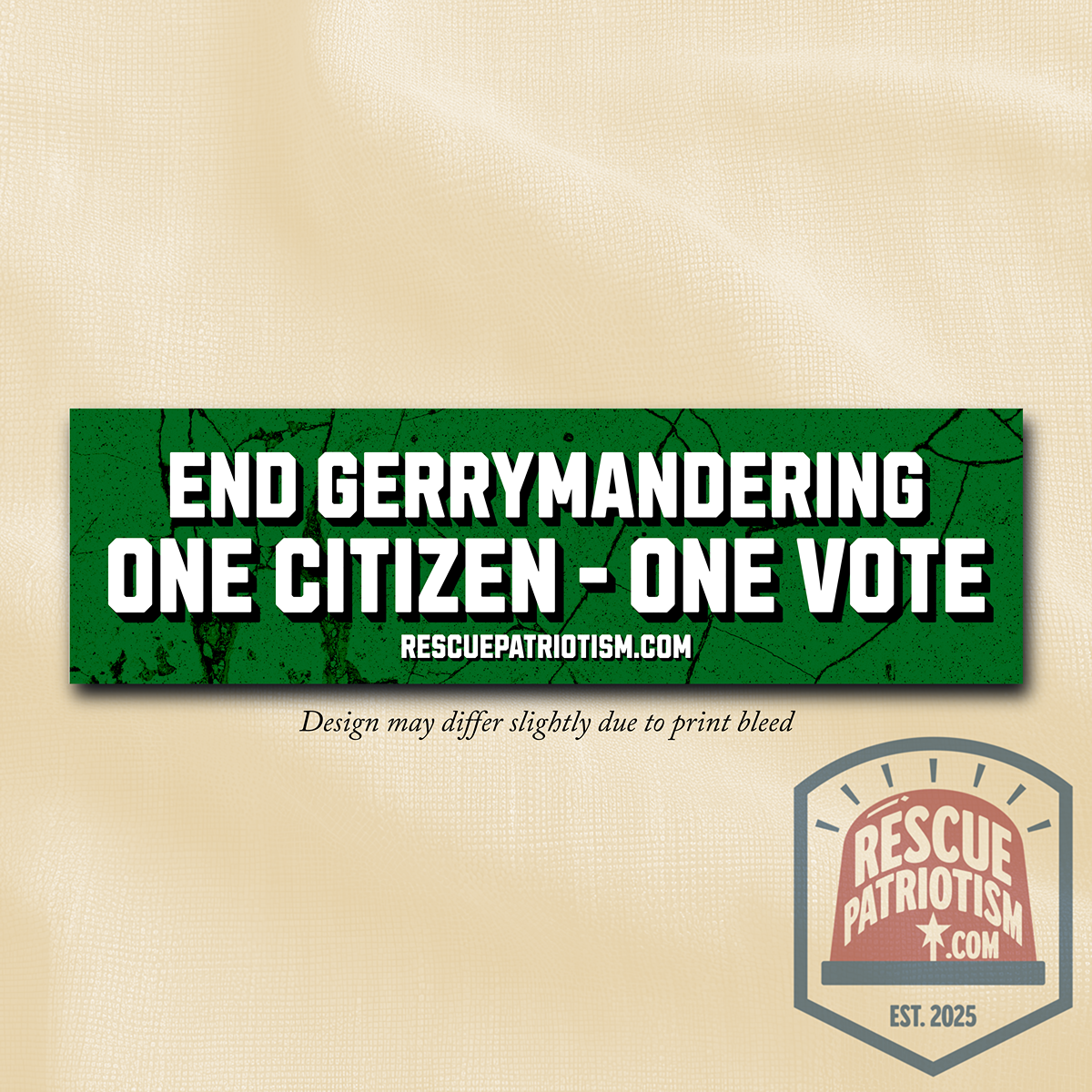 "End Gerrymandering - One Citizen - One Vote" 11"x3" Bumper Sticker