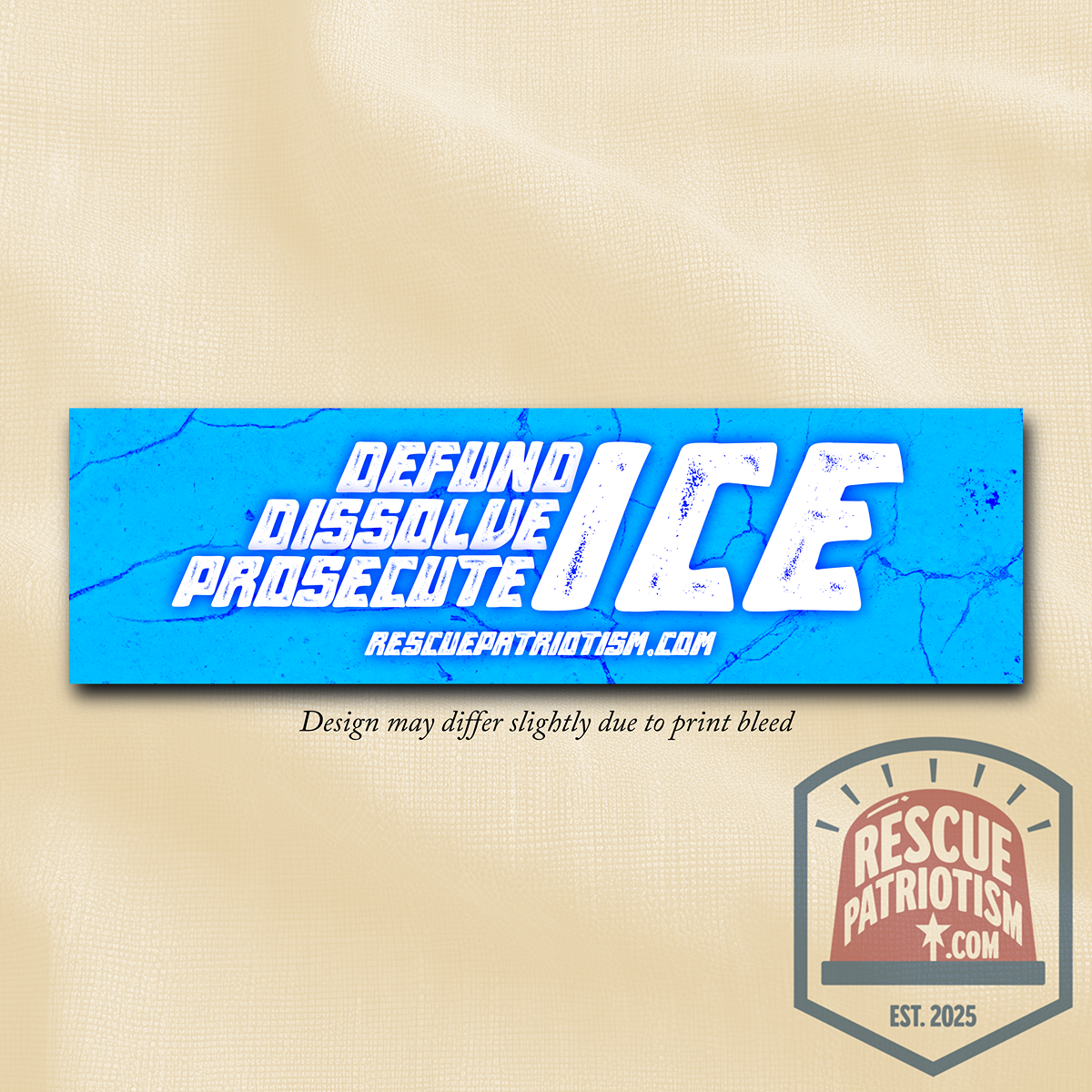 "Defund Dissolve Prosecute ICE" 11"x3" Bumper Sticker