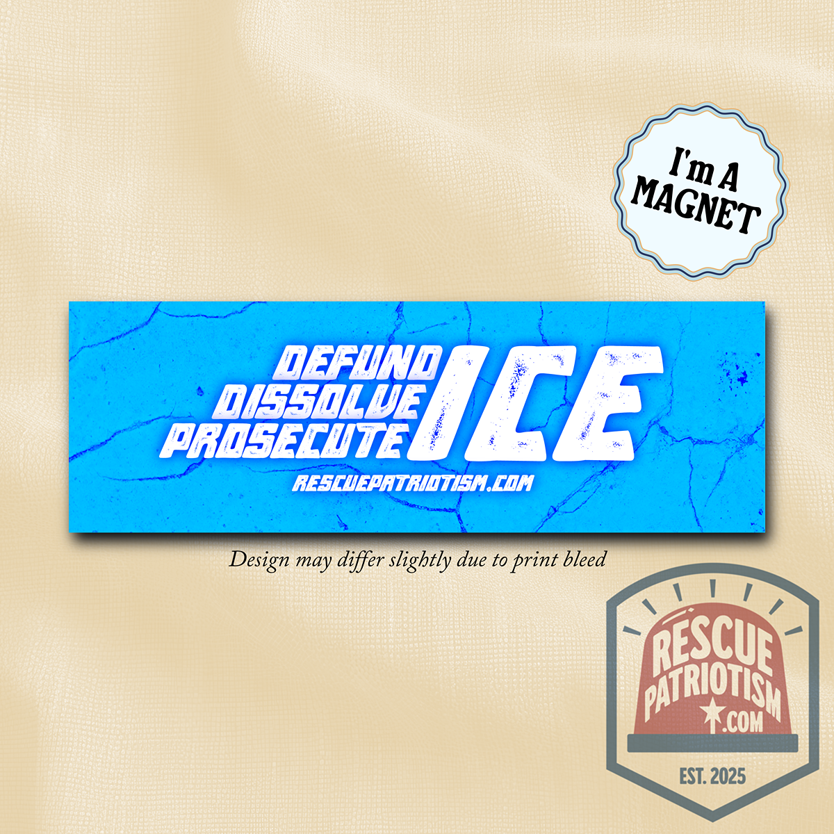 "Defund Dissolve Prosecute ICE" 10"x3" Bumper Magnet