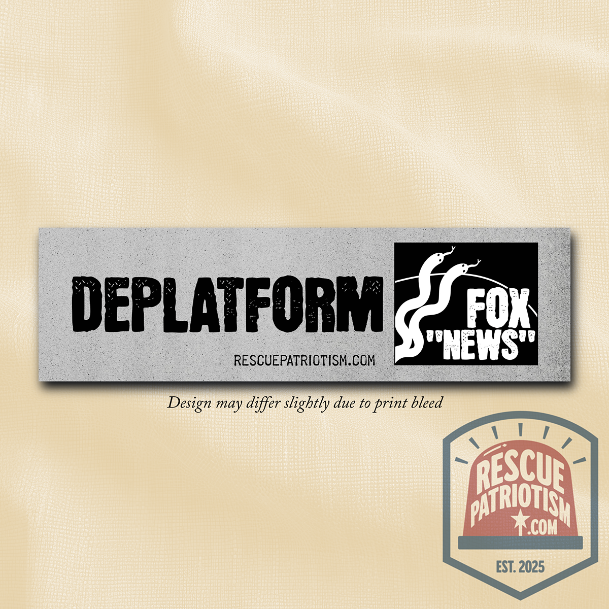 "Deplatform Fox 'News'" 11"x3" Bumper Sticker