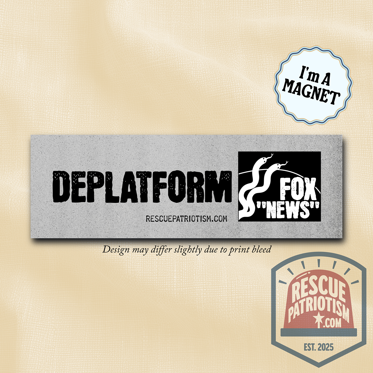 "Deplatform Fox 'News'" 10"x3" Bumper Magnet