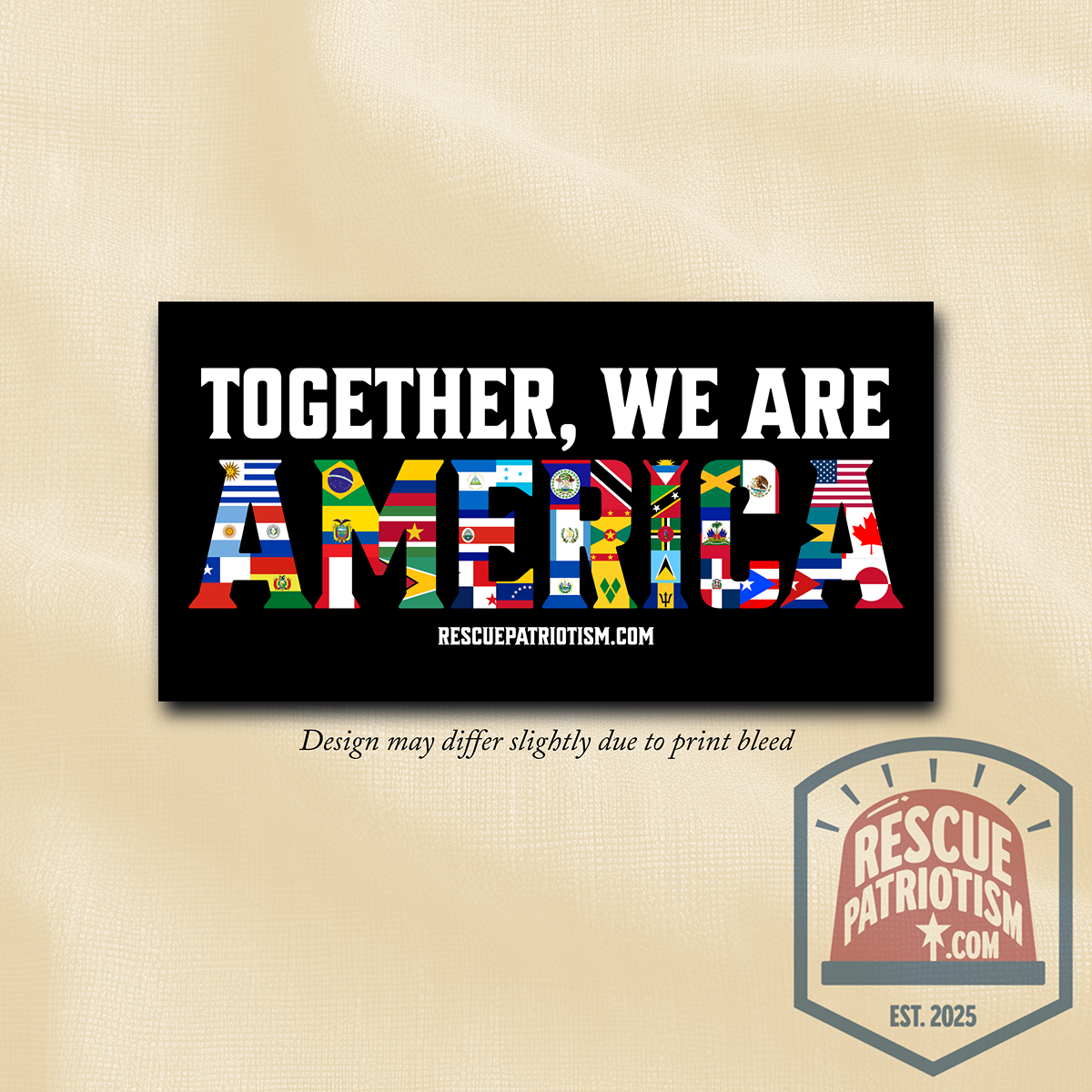 "Together, We Are America" 7.5"x3.75" Bumper Sticker