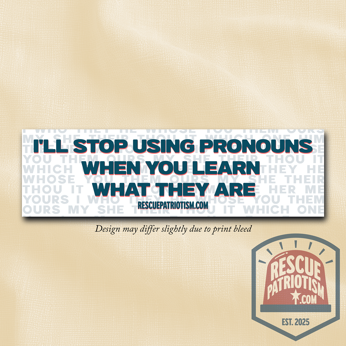 "I'll Stop Using Pronouns When You Learn What They Are" 11"x3" Bumper Sticker