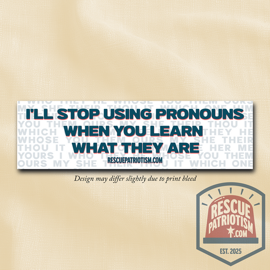 "I'll Stop Using Pronouns When You Learn What They Are" 11"x3" Bumper Sticker