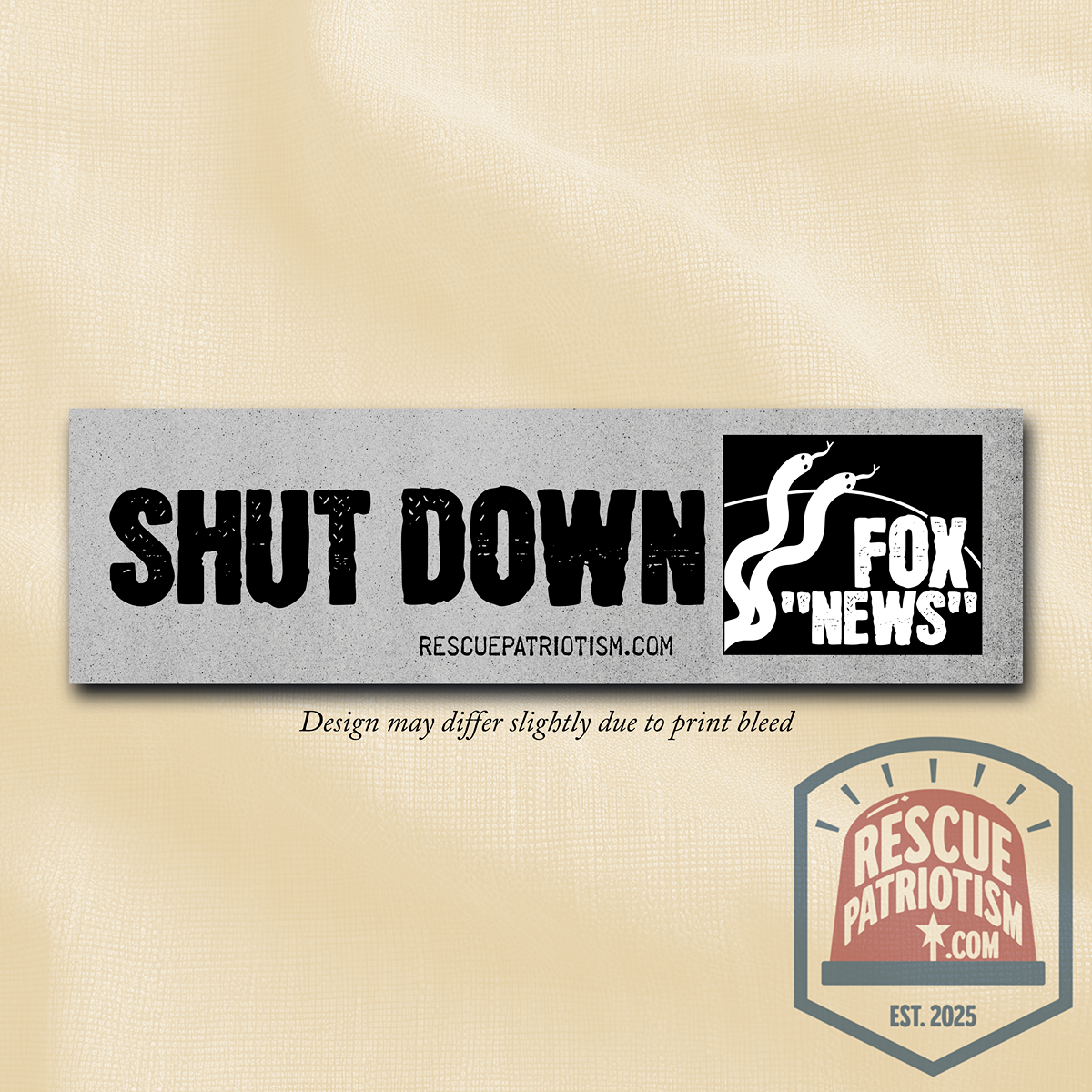 "Shut Down Fox 'News'" 11"x3" Bumper Sticker