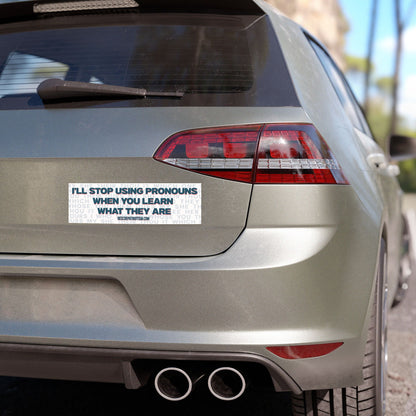 "I'll Stop Using Pronouns When You Learn What They Are" 10"x3" Bumper Magnet