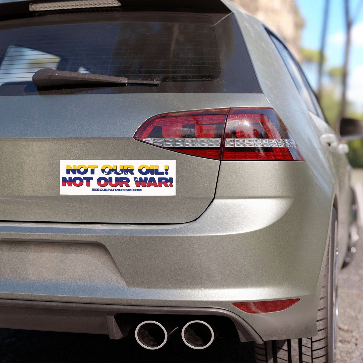 "Not Our Oil! Not Our War!" 10"x3" Bumper Magnet