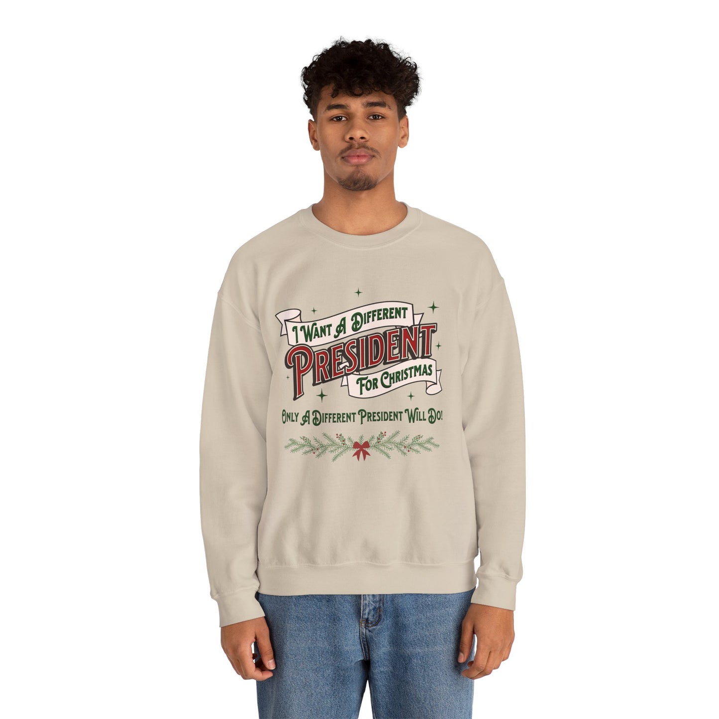 "I Want A Different President For Christmas" Unisex Heavy Blend™ Crewneck Sweatshirt