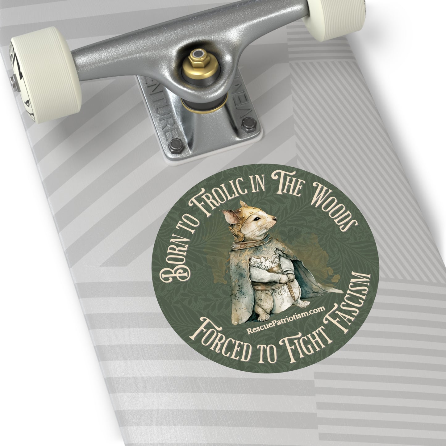 "Born to Frolic in The Woods - Forced to Fight Fascism" 3" or 5" Round Vinyl Stickers