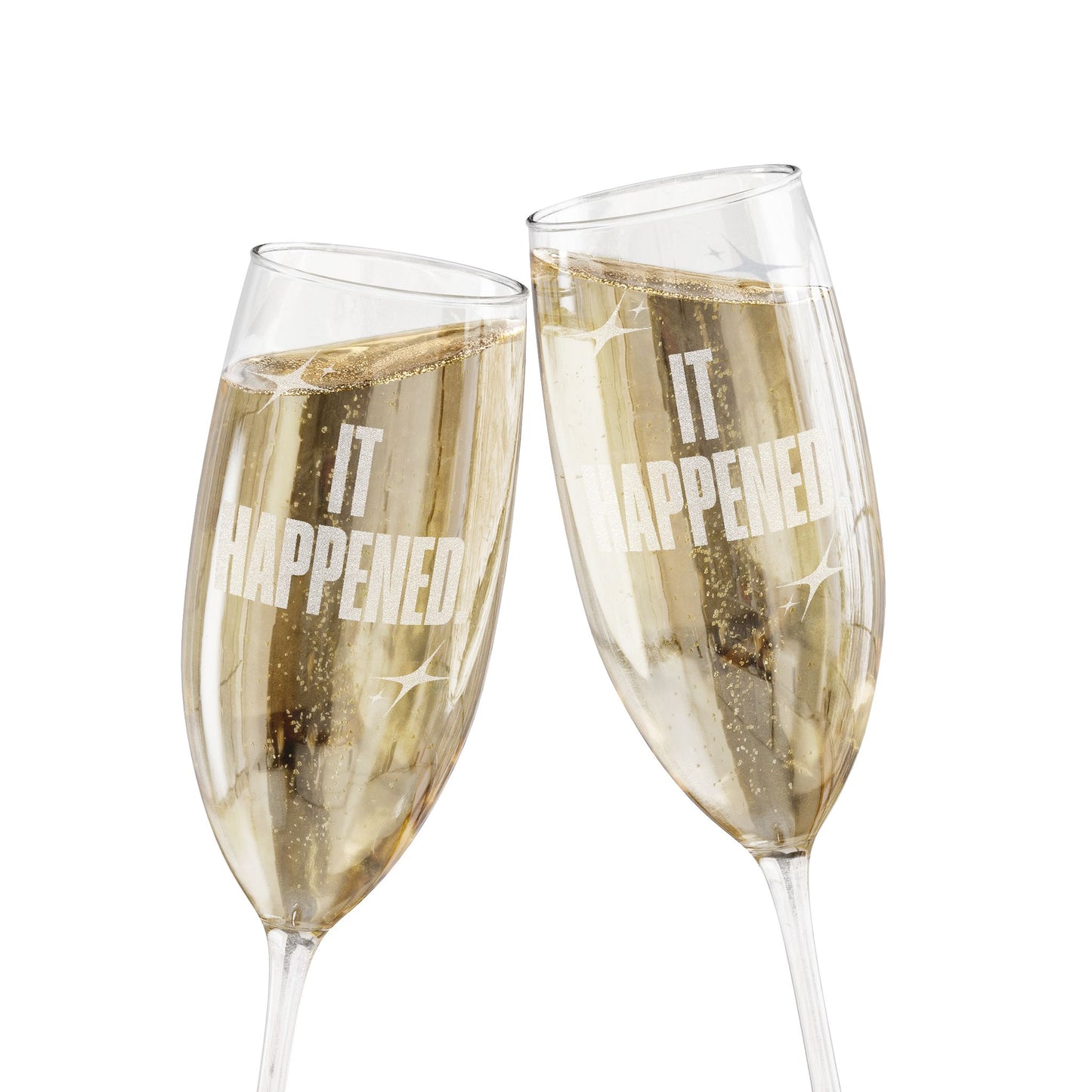 "It Happened." Engraved Champagne Glass, 8oz (INCLUDES ONE GLASS ONLY)